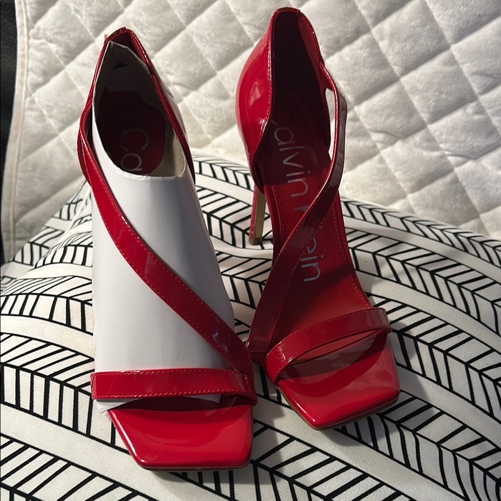 Calvin Klein Red Patent Leather Heels - Picture 2 of 9